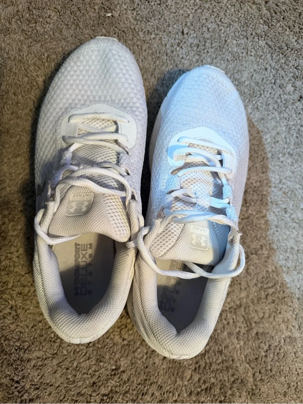 Under Armour Kids White Mesh Athletic Sneakers with Holographic Logo
